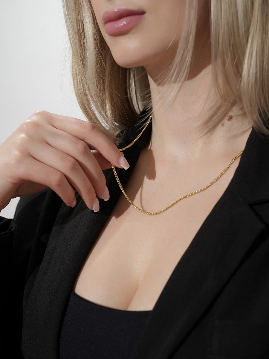 Strieborná retiazka 925 so zapínaním pozlátená 18K žltým zlatom formálna unisex